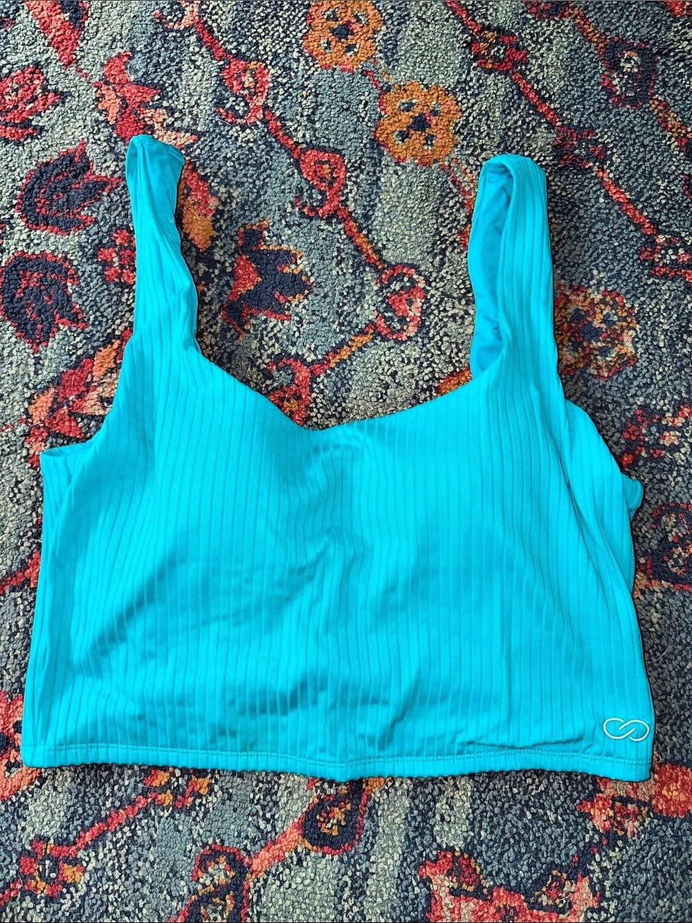 CALIA Rib Crop bikini tank in aqua Blue Large